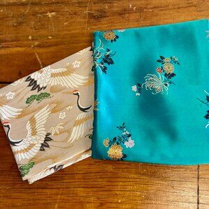 LOT of VINTAGE JAPANESE SILK KIMONO FABRIC - 2 PIECES